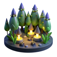 impressive abstract A group of fireflies illuminating a dark forest at night, fantasy art style high quality png