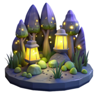 wonderful traditional A group of fireflies illuminating a dark forest at night, fantasy art style premium png