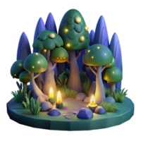 vibrant minimalist A group of fireflies illuminating a dark forest at night, fantasy art style premium png