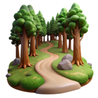 elegant traditional A winding dirt path through a dense forest, illuminated by shafts of sunlight, impressionistic style professional png