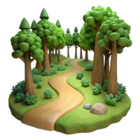 serene artistic A winding dirt path through a dense forest, illuminated by shafts of sunlight, impressionistic style detailed png