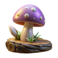 extraordinary abstract A mushroom growing on a fallen log, illuminated by soft diffused light, fantasy art style 4K png