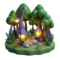 elegant classic A group of fireflies illuminating a dark forest at night, fantasy art style high resolution png