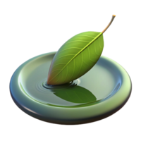 stunning traditional A single leaf floating on the surface of a still pond, minimalist photography style authentic png