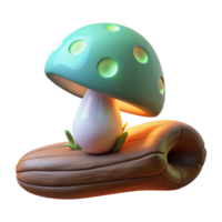 elegant abstract A mushroom growing on a fallen log, illuminated by soft diffused light, fantasy art style detailed png