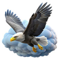 serene abstract A majestic bald eagle soaring through a cloudy sky, dynamic pose, dramatic lighting, photorealistic style high resolution png