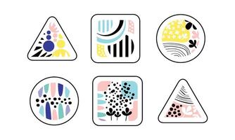 Abstract Colorful Geometric Textures in Triangle, Square and Circle Shapes Illustration vector