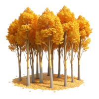 serene classic A grove of aspen trees with golden leaves in autumn, impressionistic style high quality png