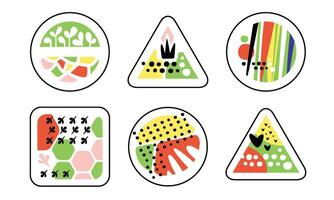 Abstract Geometric Textures of Trendy Bright Colors in Various Geometric Shapes Illustration vector