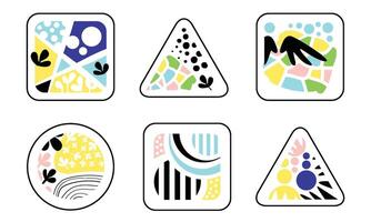 Abstract Geometric Textures of Trendy Colors in Triangle, Square and Circle Geometric Shapes Illustration vector