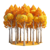 beautiful creative A grove of aspen trees with golden leaves in autumn, impressionistic style authentic png