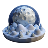 dramatic creative A full moon illuminating a snowy landscape, romanticism style genuine png