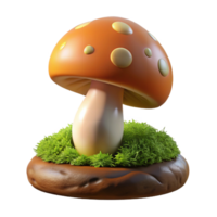 extraordinary artistic A mushroom growing on a mossy log, macro photography, soft diffused light, fairytale style high quality png