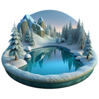 extraordinary abstract A frozen lake reflecting a winter landscape, serene atmosphere, crisp clear light, photographic style high quality png