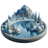 magnificent abstract A frozen lake reflecting a winter landscape, serene atmosphere, crisp clear light, photographic style authentic png