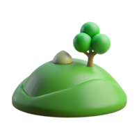 dramatic rustic A rolling green hill with a lone tree on top, minimalist photography style high resolution png