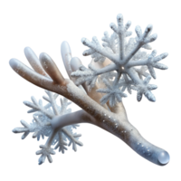 serene creative A snow-covered branch with delicate ice crystals, macro photography, winter wonderland atmosphere, delicate lighting authentic png