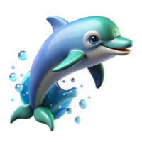 impressive traditional A playful dolphin leaping out of the ocean, sparkling droplets of water surrounding it. Digital painting, with a vibrant blue and green color palette 4K png