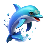 beautiful artistic A playful dolphin leaping out of the ocean, sparkling droplets of water surrounding it. Digital painting, with a vibrant blue and green color palette authentic png