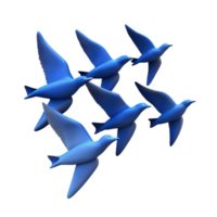 elegant traditional A flock of birds flying in formation against a clear blue sky. Silhouette style, with simple shapes and bold lines high quality png