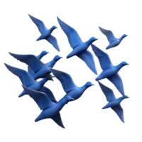 dramatic abstract A flock of birds flying in formation against a clear blue sky. Silhouette style, with simple shapes and bold lines high resolution png