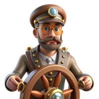 beautiful creative A steampunk airship captain at the helm of his vessel, with goggles and a determined expression, lit by bright, directional light in a realistic style professional png