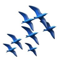 impressive contemporary A flock of birds flying in formation against a clear blue sky. Silhouette style, with simple shapes and bold lines authentic png