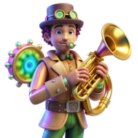 magnificent vintage extraordinary vintage A Steampunk Musician Playing a Unique original detailed png