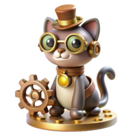 impressive vintage elegant classic A Steampunk Cat Wearing Goggles and a Tiny genuine high quality png