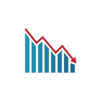 Cost Reduction Icon. Downward Arrow, Graph Analysis, Business Finance Symbol. Illustration vector