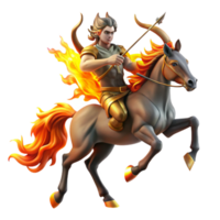 serene traditional serene abstract A Powerful Centaur Wielding a Flaming Bow 4K genuine png