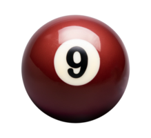 A red pool ball with the number nine on it isolated png