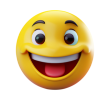 A smiling yellow emoticion with a big smile on transparent background png