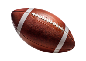 An american football ball is shown on a transparent background png