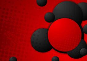 Black and red circles grunge background vector