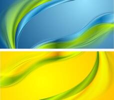 Bright smooth waves banners design vector