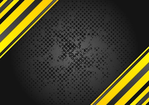 Orange abstract stripes on black grunge background