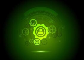 Abstract communication background with gears and icons. Technology design vector