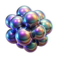 dramatic minimalist A cluster of iridescent bubbles floating in a dark void, with a shimmering, holographic effect original png
