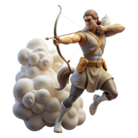 dramatic classic A powerful centaur archer, aiming his bow at a distant target, surrounded by a swirling dust cloud. Dynamic lighting. Realistic style original png
