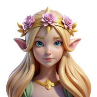 serene traditional A Graceful Elf Princess with Long Flowing original png