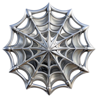 serene classic A web of intricate, spiderweb-like patterns in silver, reflecting a soft, ambient light professional png