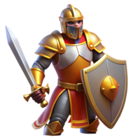 stunning classic A Stoic Knight in Shining Armor Wielding premium png