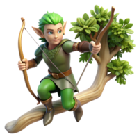 wonderful minimalist beautiful vintage A Graceful Elf Warrior with a Bow and premium high quality png