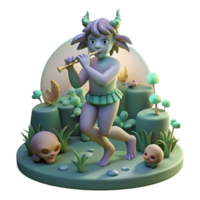 wonderful abstract A mischievous satyr playing a pan flute, surrounded by dancing nymphs in a moonlit glade. Dreamlike, ethereal style premium png