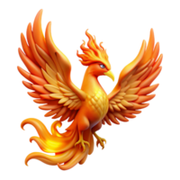 beautiful traditional A majestic phoenix with fiery plumage, rising from the ashes, enveloped in flames. Rebirth concept art style high resolution png