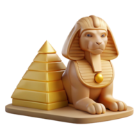 stunning rustic A proud sphinx with the head of a pharaoh and the body of a lion, guarding a golden pyramid under the scorching desert sun. Ancient Egyptian art style high quality png