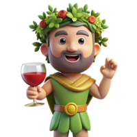 beautiful abstract A festive Dionysus with a crown of ivy, holding a wine goblet. Joyful, celebratory style high resolution png