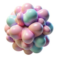 wonderful modern A cluster of amorphous, blob-like forms, in pastel hues, with a soft, diffused lighting, rendered in a playful, cartoonish style professional png
