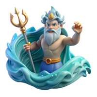 beautiful classic magnificent classic A Powerful Poseidon Commanding the Waves detailed premium png